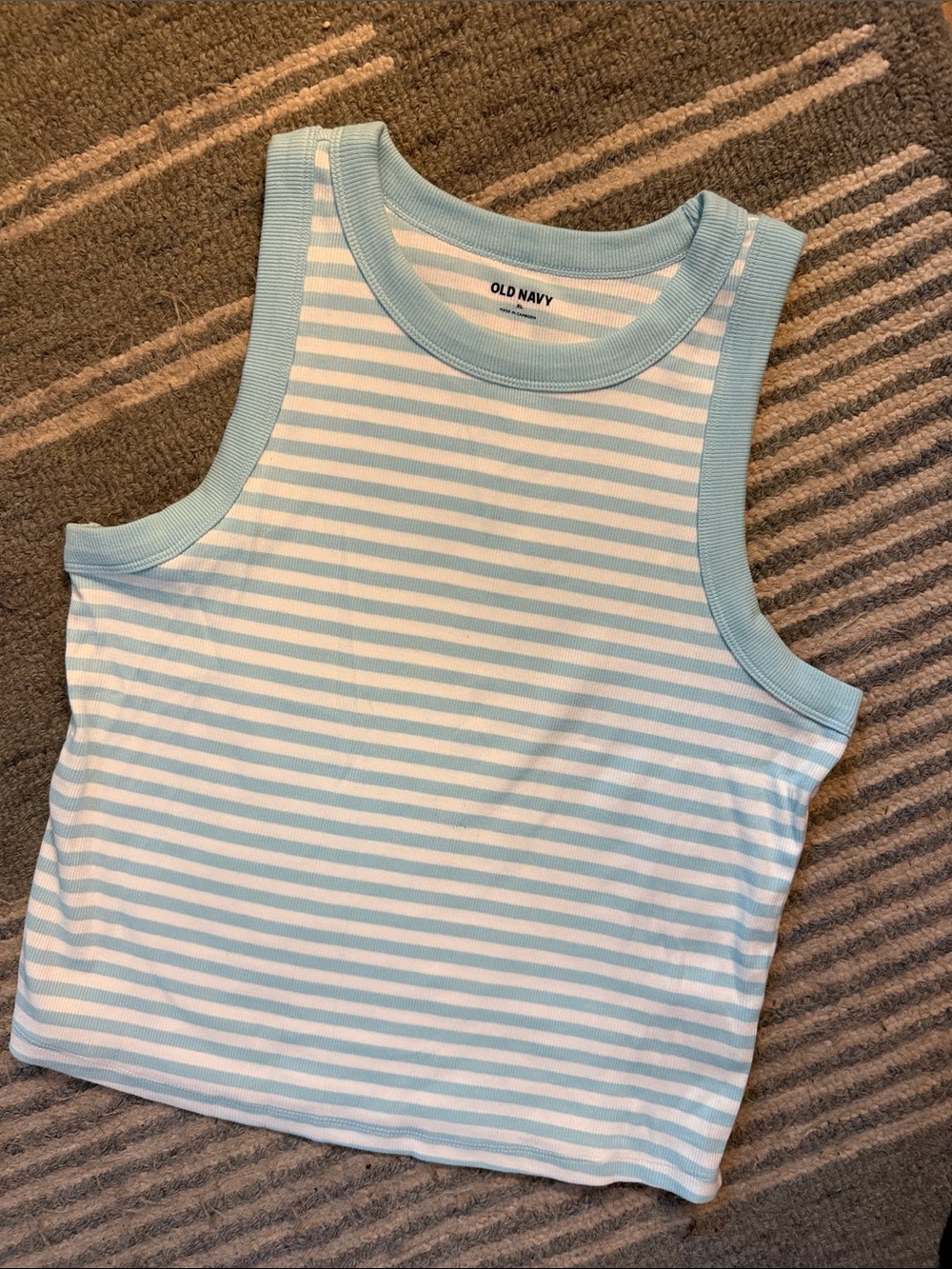 Old Navy Light Blue & White Striped Girls' Tank